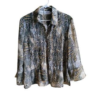 Kathy Che Top Women's 14 Bohemian Button Up Belle Sleeve